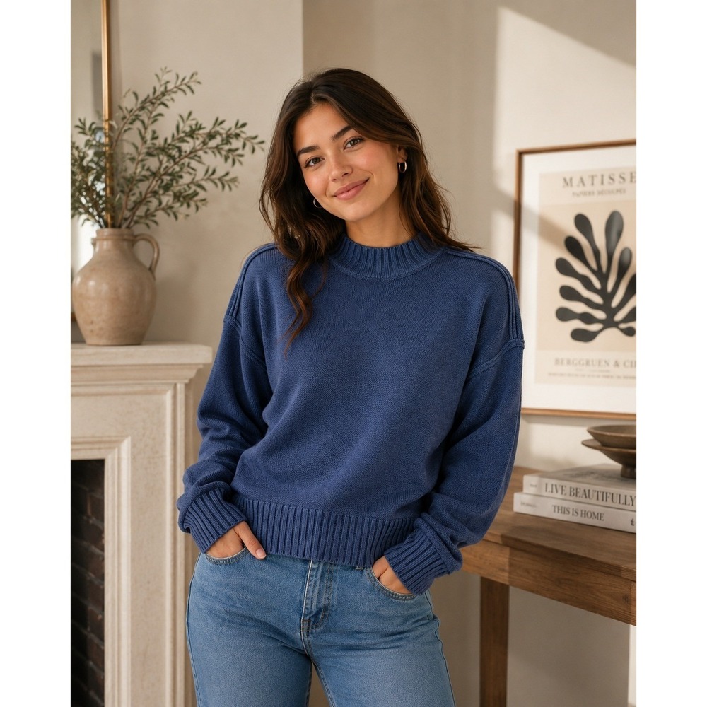 Haven Well Within Sweater Womens Large Blue Coastal Grandma Minimalist Lounge